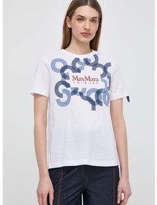 Pamučna majica Max Mara Leisure za žene, boja: bijela