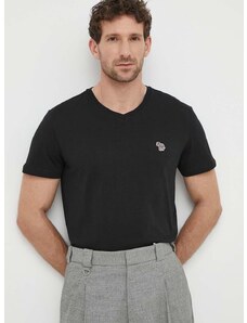 Pamučna majica PS Paul Smith za muškarce, boja: crna, s aplikacijom
