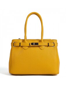Luksuzna Talijanska torba od prave kože VERA ITALY "Belta", boja žuta, 21x29cm