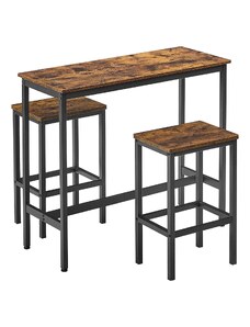 Barski stol s 2 barske stolice, 100 x 90 x 40 cm, rustikalno smeđa | VASAGLE