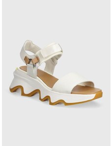 Kožne sandale Sorel KINETIC IMPACT Y-STRAP H za žene, boja: bijela, s platformom, 2030461125