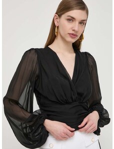 Svilena košulja Elisabetta Franchi boja: crna, regular