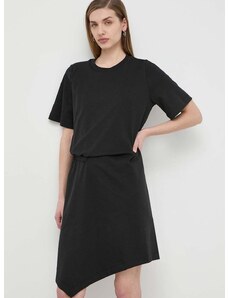Pamučna haljina Weekend Max Mara boja: crna, mini, širi se prema dolje