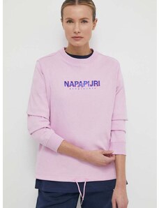Pamučna dukserica Napapijri B-Kreis za žene, boja: ružičasta, s aplikacijom, NP0A4HNWP1J1, NP0A4HNWP1J1