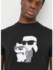 Pamučna majica Karl Lagerfeld za muškarce, boja: crna, s tiskom