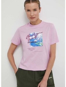Pamučna majica Napapijri S-Yukon za žene, boja: ružičasta, NP0A4HOGP1J1