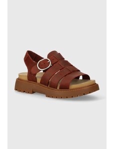 Kožne sandale Timberland Clairemont Way za žene, boja: crvena, s platformom, TB0A5ZKZEQ81