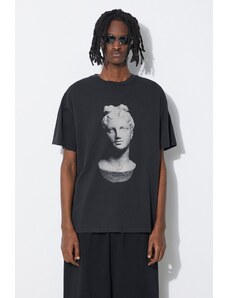 Pamučna majica Aries Aged Statue SS Tee za muškarce, boja: crna, s tiskom, SUAR60015X