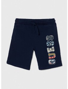 Dječje pamučne kratke hlače Guess boja: tamno plava, podesivi struk