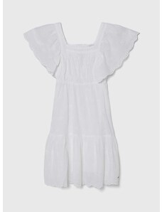 Dječja pamučna haljina Pepe Jeans ODELET boja: bijela, mini, širi se prema dolje