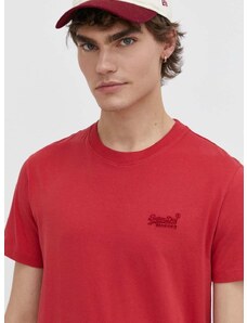 Pamučna majica Superdry za muškarce, boja: crvena, s aplikacijom