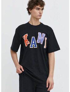 Pamučna majica Karl Kani za muškarce, boja: crna, s tiskom