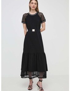 Haljina Liu Jo boja: crna, maxi, širi se prema dolje