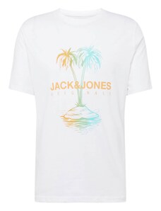 JACK & JONES Majica 'LAFAYETTE' akvamarin / narančasta / bijela