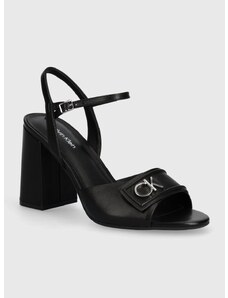 Kožne sandale Calvin Klein HEEL SANDAL 85 RELOCK LTH boja: crna, HW0HW01937
