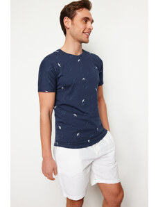 Trendyol Navy Blue Regular/Normal Fit Patterned T-Shirt