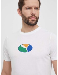 Pamučna majica Puma za muškarce, boja: bijela, s tiskom, 680183