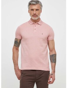Pamučna polo majica Tommy Hilfiger boja: ružičasta, bez uzorka