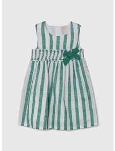 Dječja haljina s dodatkom lana Guess boja: zelena, mini, širi se prema dolje