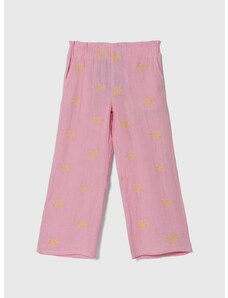 Dječje pamučne hlače Guess boja: ružičasta, s uzorkom