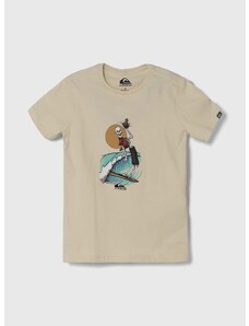 Dječja pamučna majica kratkih rukava Quiksilver NEVERENDINGSURF boja: bež, s tiskom