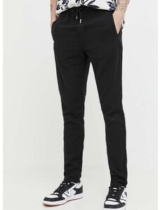 Lanene hlače Solid boja: crna, uski kroj