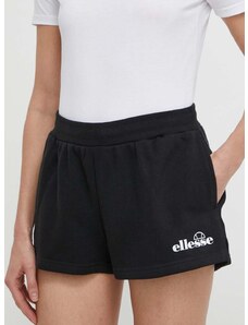 Kratke hlače Ellesse Kyrana Short za žene, boja: crna, s tiskom, srednje visoki struk, SGP16456