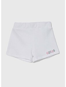 Dječje pamučne kratke hlače Guess boja: bijela, s aplikacijom