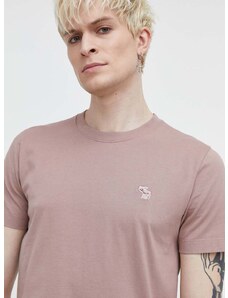 Pamučna majica Abercrombie & Fitch za muškarce, boja: ružičasta, bez uzorka