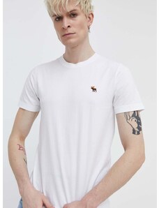 Pamučna majica Abercrombie & Fitch za muškarce, boja: bijela, bez uzorka