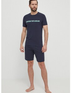 Pidžama Emporio Armani Underwear za muškarce, boja: tamno plava, s tiskom, 111573 4R516