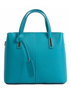 Luksuzna Talijanska torba od prave kože VERA ITALY "Turkava", boja tirkiz, 26x28.5cm