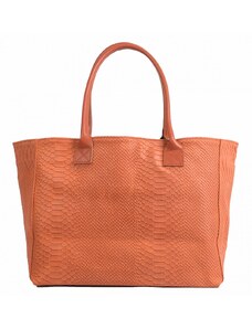 Luksuzna Talijanska torba od prave kože VERA ITALY "Tileya", boja koraljni, 28x47cm