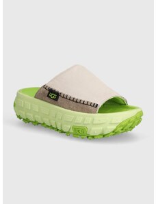 Natikače od brušene kože UGG Venture Daze Slide za žene, boja: zelena, s platformom, 1152680