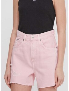 Traper kratke hlače Pepe Jeans za žene, boja: ružičasta, bez uzorka, visoki struk