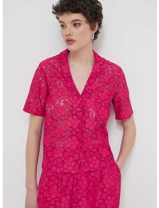 Košulja Desigual SIENA za žene, boja: ružičasta, relaxed, s klasičnim ovratnikom, 24SWCW30