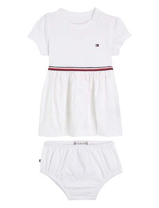 Haljina za bebe Tommy Hilfiger boja: bijela, mini, širi se prema dolje