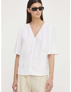 Lanena bluza Marc O'Polo boja: bijela, bez uzorka