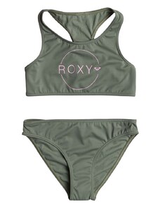 Dječji dvodijelni kupaći kostim Roxy BASIC ACTIVE CR boja: zelena