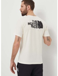 Pamučna majica The North Face za muškarce, boja: bež, s tiskom, NF0A87EWQLI1