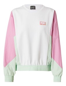 EA7 Emporio Armani Sportska sweater majica pastelno zelena / svijetloroza / bijela