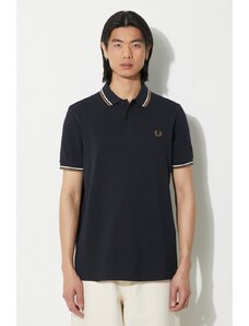Pamučna polo majica Fred Perry Twin Tipped Shirt boja: tamno plava, bez uzorka, M3600.U86