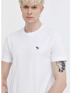 Pamučna majica Abercrombie & Fitch za muškarce, boja: bijela, bez uzorka