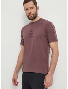 Pamučna majica New Balance za muškarce, boja: ljubičasta, s tiskom, MT41519LIE