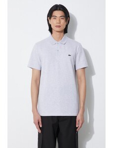 Polo majica Lacoste za muškarce, boja: siva, bez uzorka
