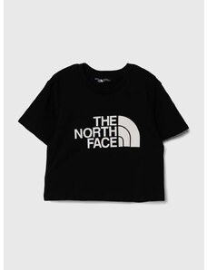 Dječja majica kratkih rukava The North Face CROP EASY TEE boja: crna