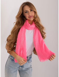 Fashionhunters Fluo pink long viscose scarf for women