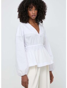Pamučna majica Pinko za žene, boja: bijela, bez uzorka, 103733 A1XQ
