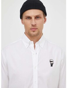 Košulja Karl Lagerfeld za muškarce, boja: bijela, regular, s button-down ovratnikom