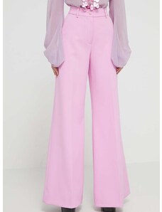 Hlače Blugirl Blumarine za žene, boja: ružičasta, široke, visoki struk
